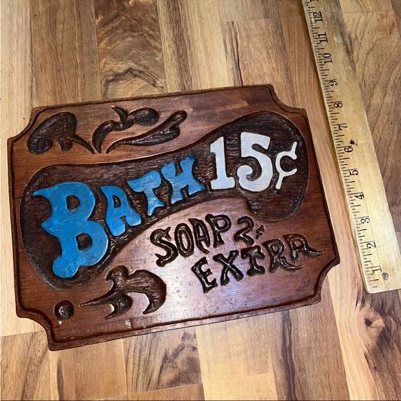 High Quality Engraved Bath 15 cents Soap Extra Rustic Home Decor Wood Sign - Picture 4 of 5